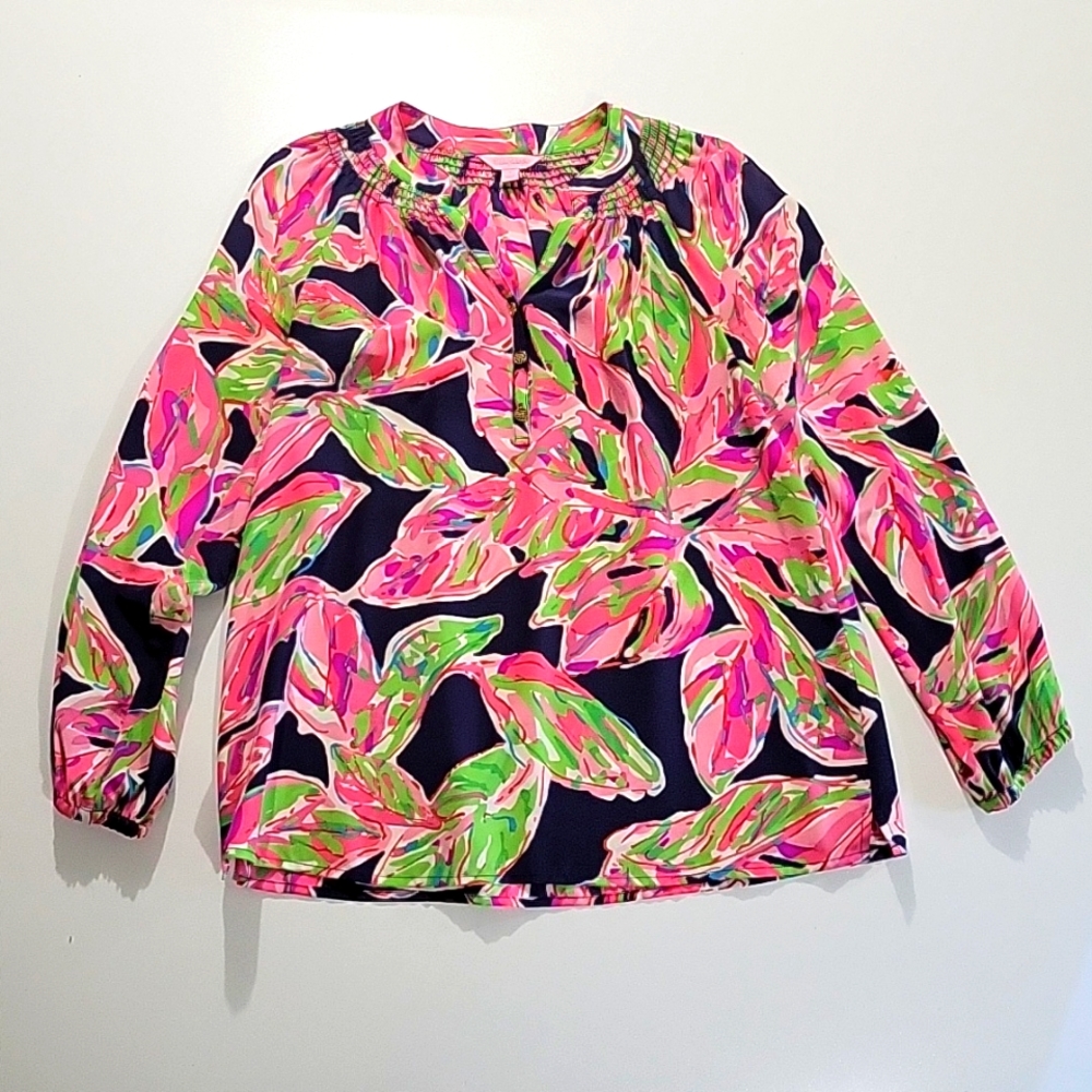 Lilly Pulitzer Multi-colored 100% Silk Blouse Sz S